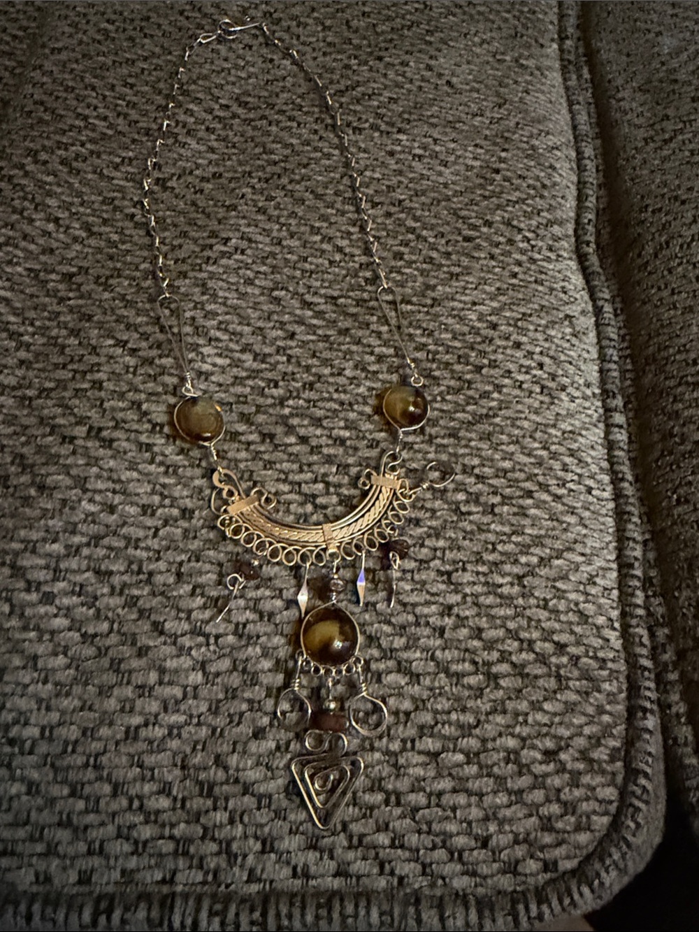 Bohemian Brown Stone Pendant Necklace - Women Jewelry